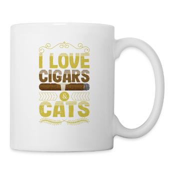 Ich liebe Zigarren und Katzen Lustige Katze - Tasse - Weiß - Rechts