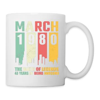 43e anniversaire Mars Né en 1980 Idée cadeau - Mug blanc - blanc - Droite