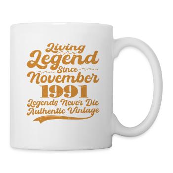 Es war einmal eine Legende. November 1991 Geburts - Tasse - Weiß - Rechts
