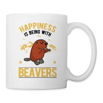 Happiness is being with Beavers Biber - Tasse - Weiß - Rechts