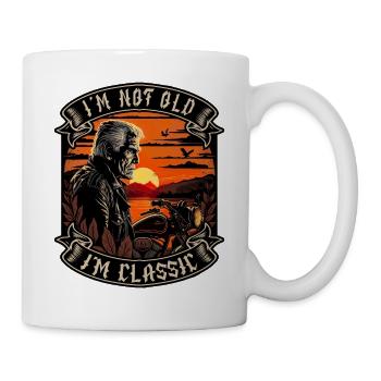 Je ne suis pas vieux je suis motard moto classique - Mug blanc - blanc - Droite