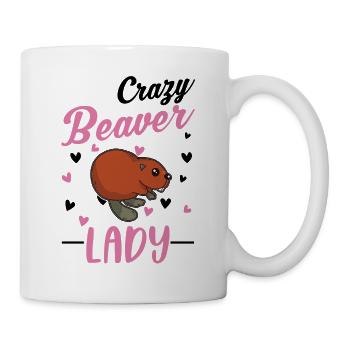 Crazy Beaver lady beaver woman - Mug - white - Right