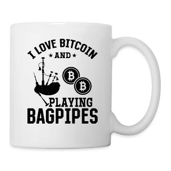 J’aime Bitcoin et jouer à la cornemuse - Bagpipe Play - Mug blanc - blanc - Droite