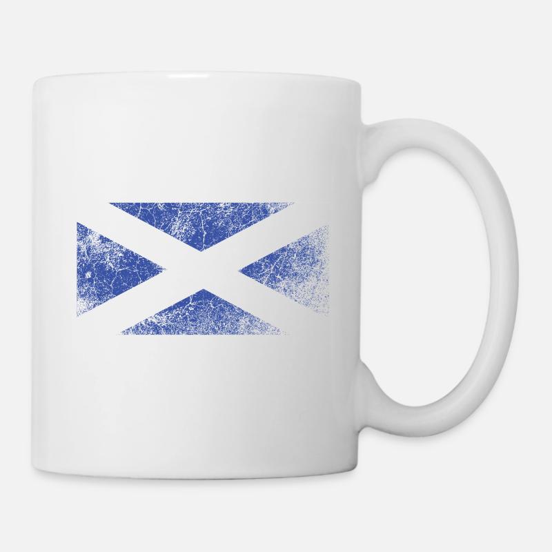 Vintage Scottish Flag, Grunge Saltire - Mug - white