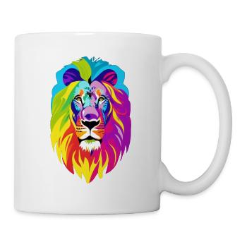 Tete de lion multicolore - Mug blanc - blanc - Droite