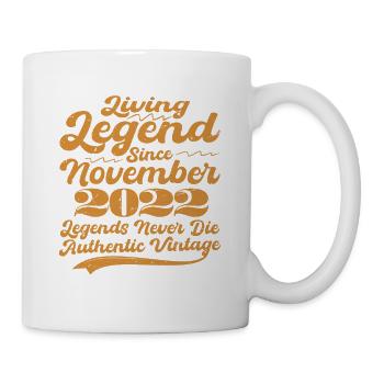 Es war einmal eine Legende. November 2022 Geburts - Tasse - Weiß - Rechts