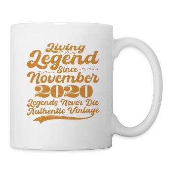 Es war einmal eine Legende. November 2020 Geburts - Tasse - Weiß - Rechts