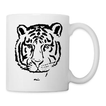 Tigerkopf Tiger Königstiger Bengal-Tiger Geschenk - Tasse - Weiß - Rechts