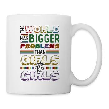 Des problèmes plus graves que les filles qui embrassent des filles - Mug blanc - blanc - Droite