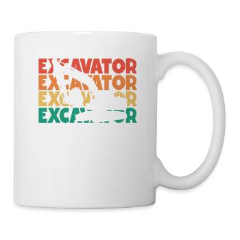 Excavator Retro Text Excavator Seilbagger - Tasse - Weiß - Rechts