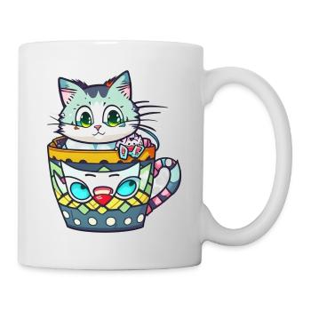 petit chat kawaii - mignon - manga - Mug blanc - blanc - Droite