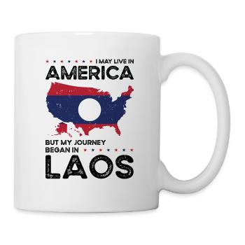 Geboren als Laotin Laos Amerikanerin USA - Tasse - Weiß - Rechts