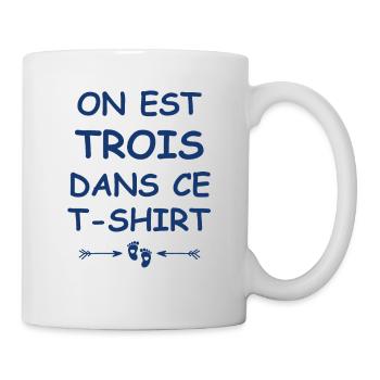 On est trois dans ce tshirt - Mug blanc - blanc - Droite