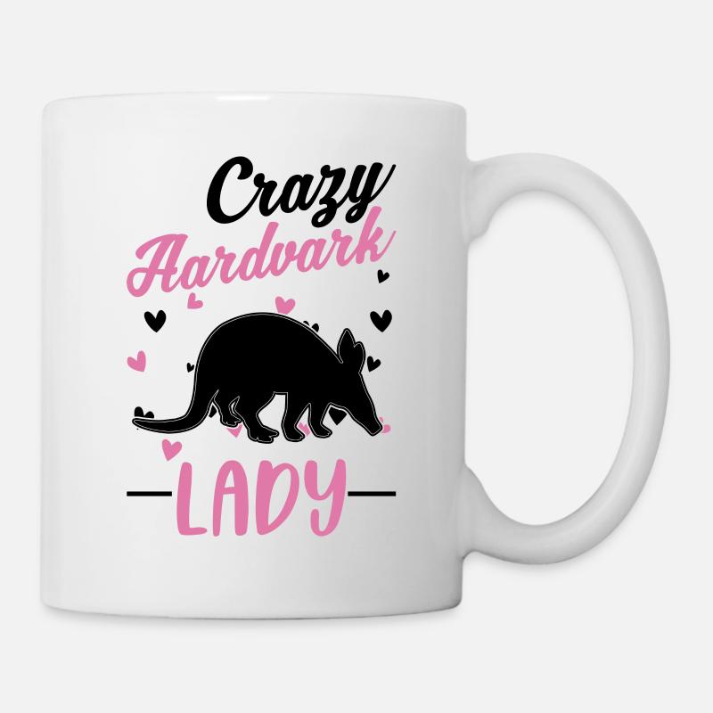 Crazy Aardvark lady Erdferkel Mädchen - Tasse - Weiß