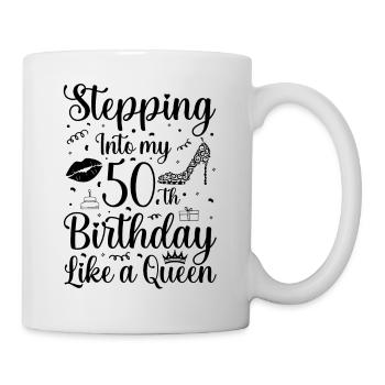 Entrer dans mon 50e anniversaire comme une reine - Mug blanc - blanc - Droite