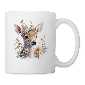 Cerf avec des fleurs - Mug blanc - blanc - Droite