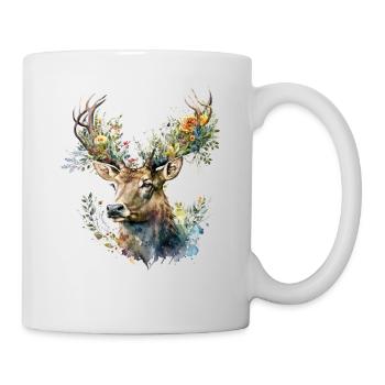 Cerf avec des fleurs - Mug blanc - blanc - Droite