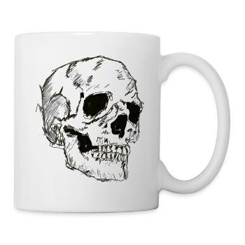 Line drawing skull, - Mug - white - Right