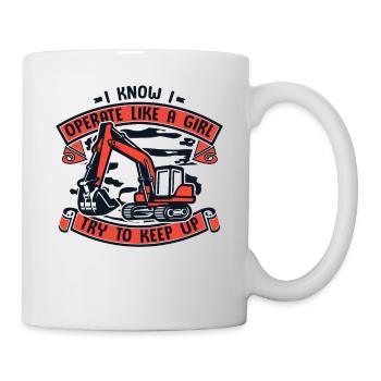 Je sais que je fonctionne comme une grue de cycle de service de fille - Mug blanc - blanc - Droite