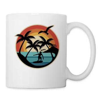 Surfeurs des années 70 des années 80 sous les palmiers coucher de soleil - Mug blanc - blanc - Droite