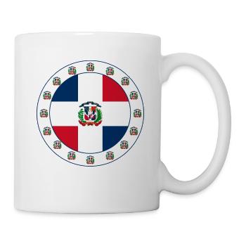 Dominikanische Republik Flagge Medaillon mit Emblem - Tasse - Weiß - Rechts