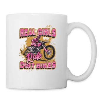 Les vraies filles conduisent des motos hors route, motocross féminin - Mug blanc - blanc - Droite