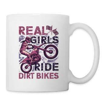 Les vraies filles conduisent des motos hors route, motocross féminin - Mug blanc - blanc - Droite