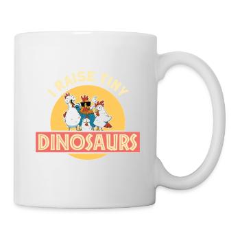 I raise tiny Dino Hühner Hahn Bauer Dinosaurier - Tasse - Weiß - Rechts