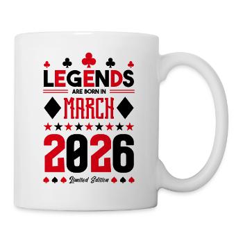Geburtstagsgeschenk März 2026. Kartenspiele. - Tasse - Weiß - Rechts