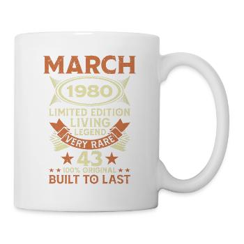 43e anniversaire Mars Né en 1980 Idée cadeau - Mug blanc - blanc - Droite
