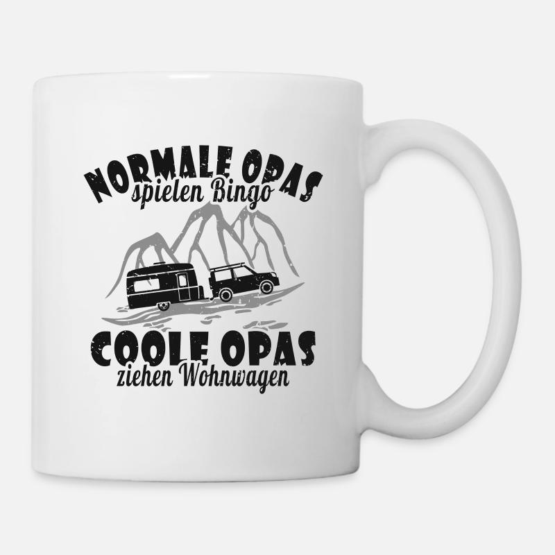 Cooler Opa Camping Wohnwagen - Tasse - Weiß