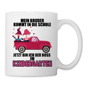 Mein Bruder Kommt In Die Schule Jetzt Bin Ich Bos - Tasse - Weiß - Rechts