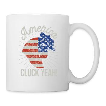 Cluck yes chicken July 4th glasses t shirt boys - Mug - white - Right