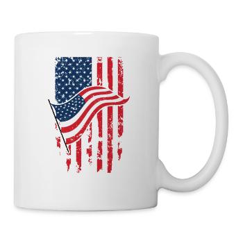 USA Flag T-shirt July 4 Red White Blue Stars - Mug - white - Right