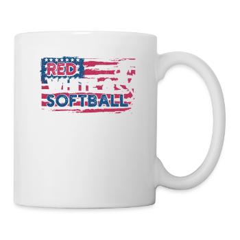 Patriotic Red, White & Softball Fourth July - Mug - white - Right