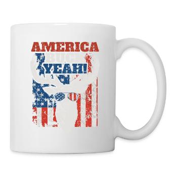 Buck yes Deer funny July 4th glasses t shirt young - Mug - white - Right