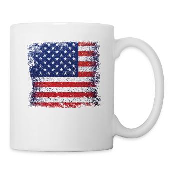 USA Flagge T-shirt 4. Juli Rot Weiß Blau Sterne - Tasse - Weiß - Rechts
