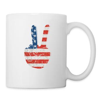 Patriotisches Friedenszeichen & USA Stars & Stripe - Tasse - Weiß - Rechts
