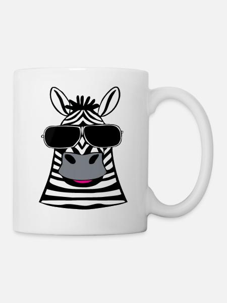 Zebra mit Sonnenbrille - Tasse - Weiß