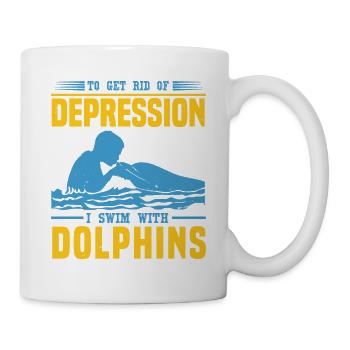 DEPRESSION ICH SCHWIMME MIT DELFINEN - Tasse - Weiß - Rechts