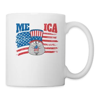 July 4 Shirt Meowica American Flag Cat - Mug - white - Right