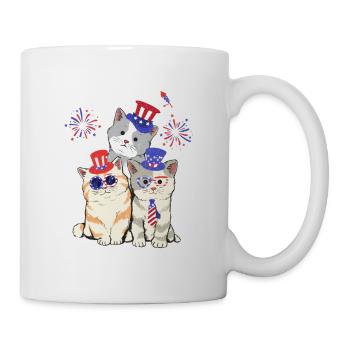 Fourth July 4 American flag Meowica cats - Mug - white - Right