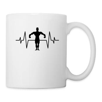 Bodybuilding bodybuilder heartbeat - Mug - white - Right