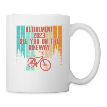 Pension Rente 2023 Rentner Fahrrad Opa Oma Vintage - Tasse - Weiß - Rechts