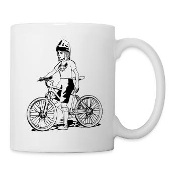 Girl on mountain bike, bicycle, bike tour - Mug - white - Right