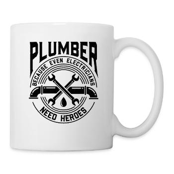 Plumber Because Even Electricians Need Heroes - Mug - white - Right