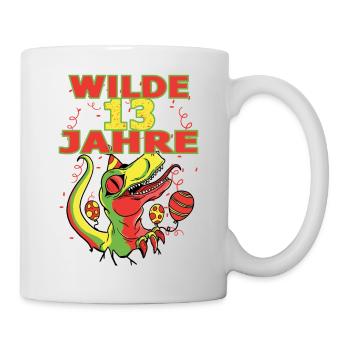 Wilde 13 Jahre 13 Geburtstag Dino Dinosaurier trex - Tasse - Weiß - Rechts