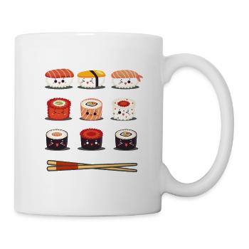 Sushi Anime Kawaii Drôle Amateur de nourriture japonaise - Mug blanc - blanc - Droite