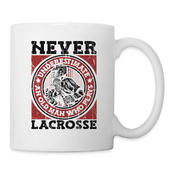 Never Underestimate An Old Man Who Plays Lacrosse - Mug - white - Right
