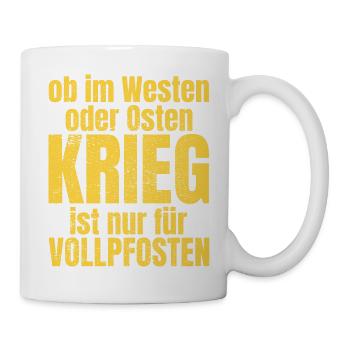 anti Krieg Vollpfosten Frieden Geschenk - Tasse - Weiß - Rechts